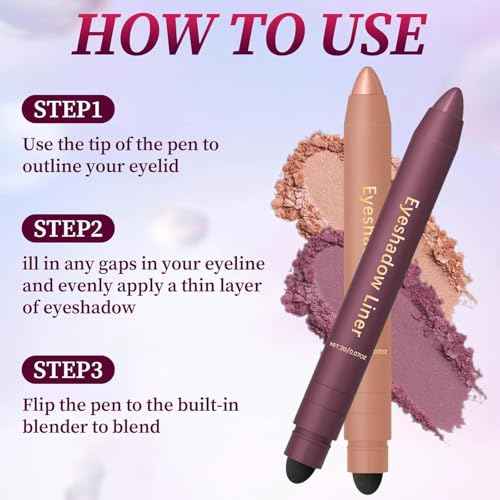 Shadow Liner 2-in-1 Eyeliner Eyeshadow, Inelaborate Eye Shadow, Shadow Liner Duo Plum, 2-in-1 Eye Makeup Eyeliner + Eyeshadow Waterproof, Smooth and Easy to Color(2PCS)