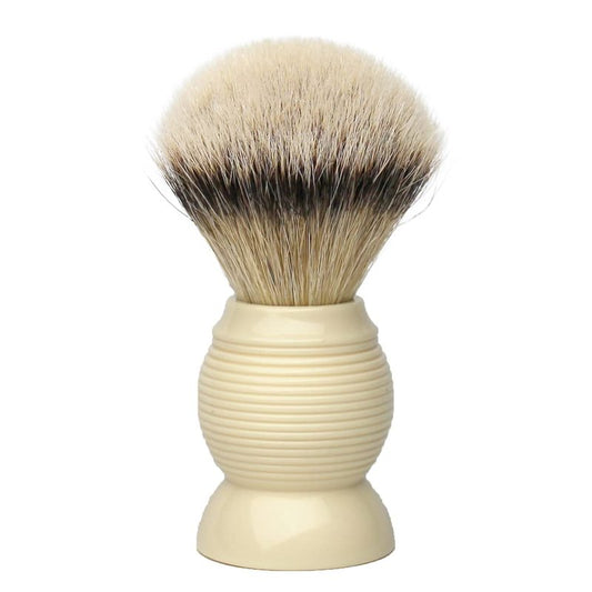 G.B.S Silvertip Synthetic Shaving Brush, Faux Ivory with Stainless Brush Stand, Knot Soft Bristle Grooming Professional Durable Convenient Brush