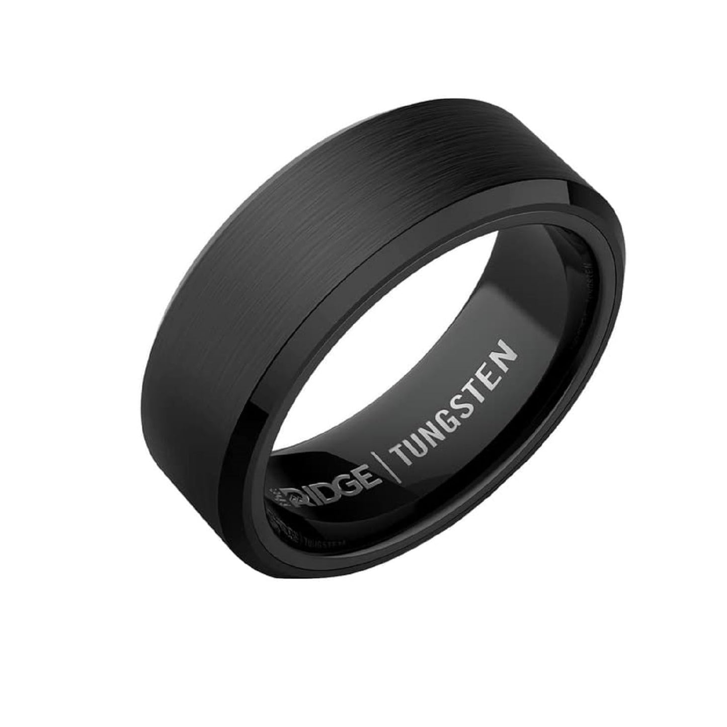 The Ridge Royal Black Beveled Ring Comfort Fit Wedding Band - 14
