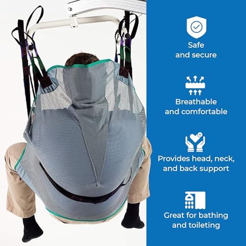 Patient Aid Full Body Divided Leg Sling - Easy-to-Wash Mesh Fabric for Bathing and Toileting - Comfy Safe Lifting for The Elderly and Non-Weight Bearing - Medium, 225lb. Maximum Carrying Capacity