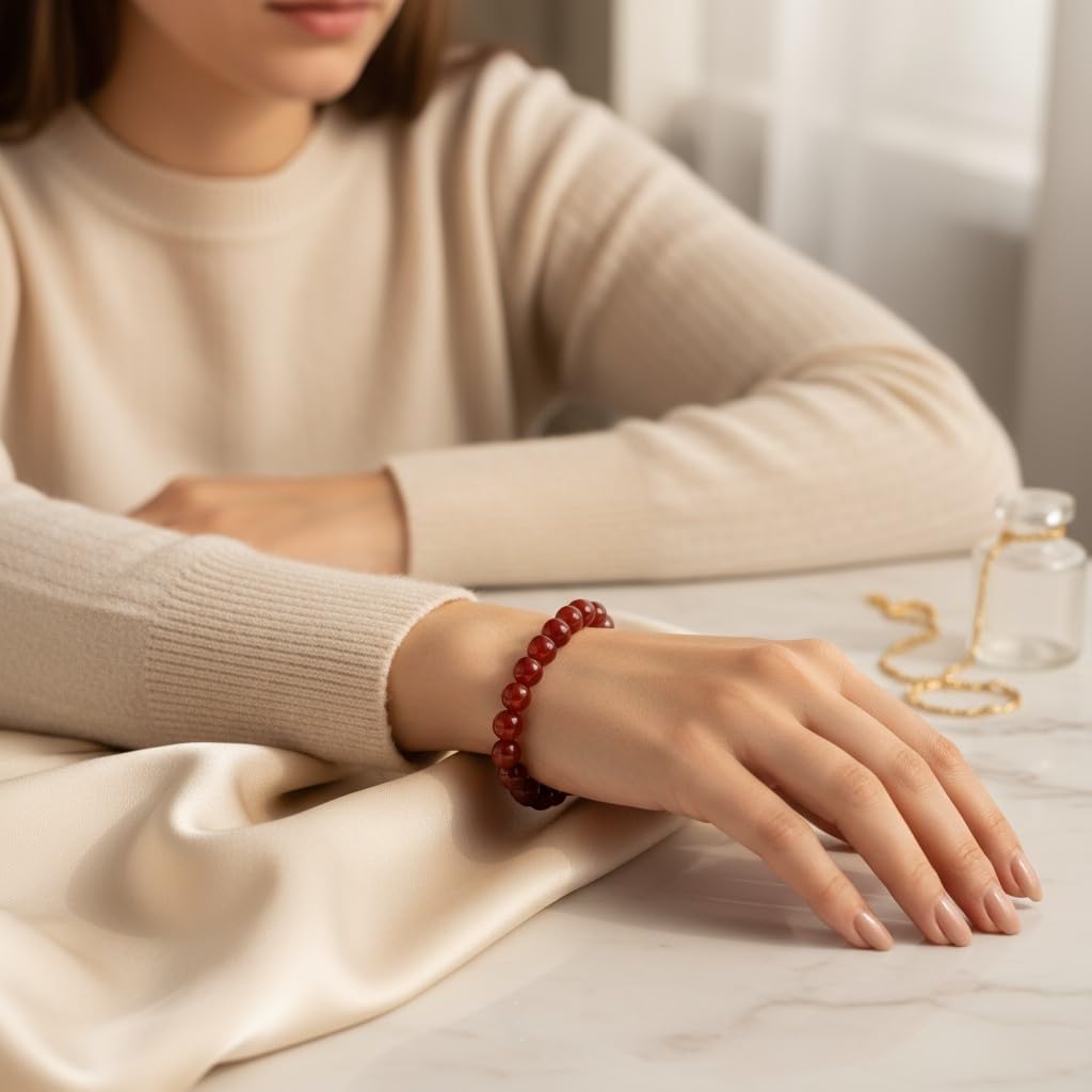 7.The Vida Handmade AAA+ Quality Crystal Stretch Elastic Bracelet - Nature Gemstone - Crystal of Carnelian 10mm - Jewelry Gift - Holiday Gift - For Women & Men