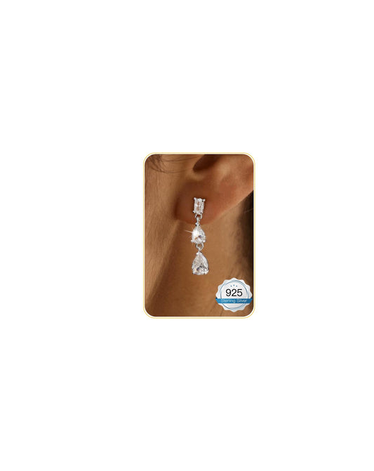 925 Sterling Silver Dangle Earrings for Women Trendy - Brides Drop Dangle Cubic Zirconia Elegant Prom Bridal Bridesmaids Wedding Anniversary Dangling Jewelry