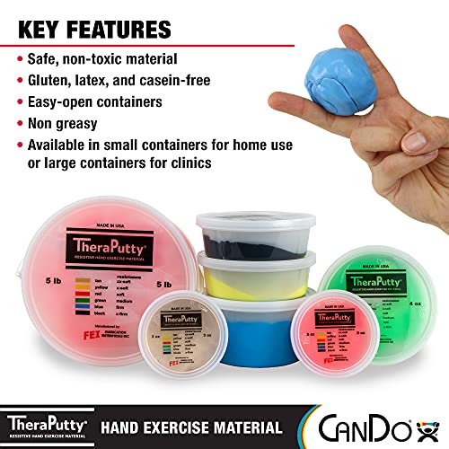 CanDo TheraPutty Standard Hand Exercise Putty For Rehabilitation, Exercises, Hand Therapy, Occupational Therapy, Hand Strengthening, Improve Motor Skills, Stress Relief