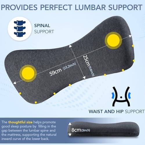 Lumbar Support Pillow for Sleeping Memory Foam Lumbar Pillow for Lower Back Pain Relief Back Support Pillow for Side,Back and Stomach Sleepers-Bed Wedge Bolster Pillow Bed Rest Pillow