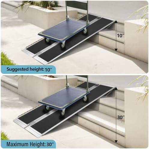 6FT Portable Wheelchair Ramp, Non-Slip Aluminum Folding Handicap Home Steps Scooter Door Threshold Ramp for 6 inch -18 inch Step Heights 600 lbs Capacity 28in Wide Single Fold Ramp