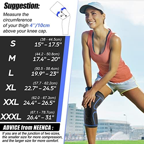 NEENCA Knee Braces for Knee Pain -2 Pack Knee Sleeves for Knee Pain Set, Knee Brace Compression Sleeves, Knee Support for Sports, Running, Meniscus Tear, ACL, PCL, Women & Men...