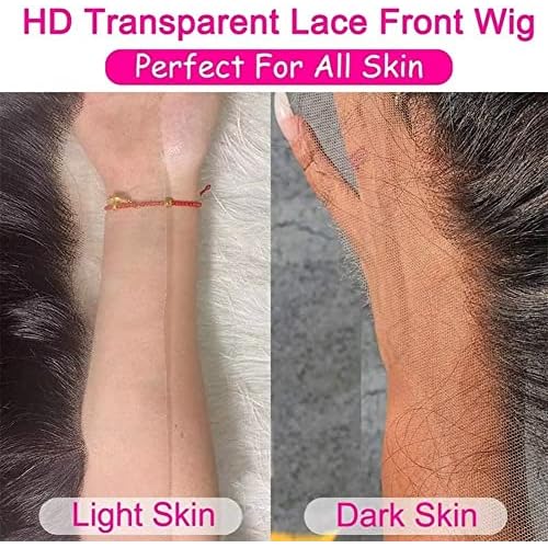 BELE 18 inch 13x6 Transparent Lace Front Wigs Human Hair 180% Density Brazilian Straight HD Lace Front Glueless Wigs Virgin Huamn Hair for Black Women Natural Color Pre Plucked with Baby Hair