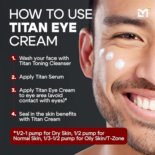 Titan Anti-Aging Mens Eye Cream ? Mens Dark Circles Under Eyes Treatment ? Eye Bags Treatment for Men ? Puffy Eyes Treatments for Men ? Peptides, HA, Herbal Extracts ?All Skin Types?Unscented