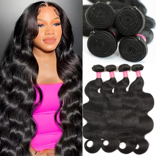 12A Human Hair Bundles Body Wave Bundles Human Hair 14 16 18 20 Inch 100% Unprocessed Brazilian Virgin Hair Body Wave 4 Bundles Human Hair Extensions for Women