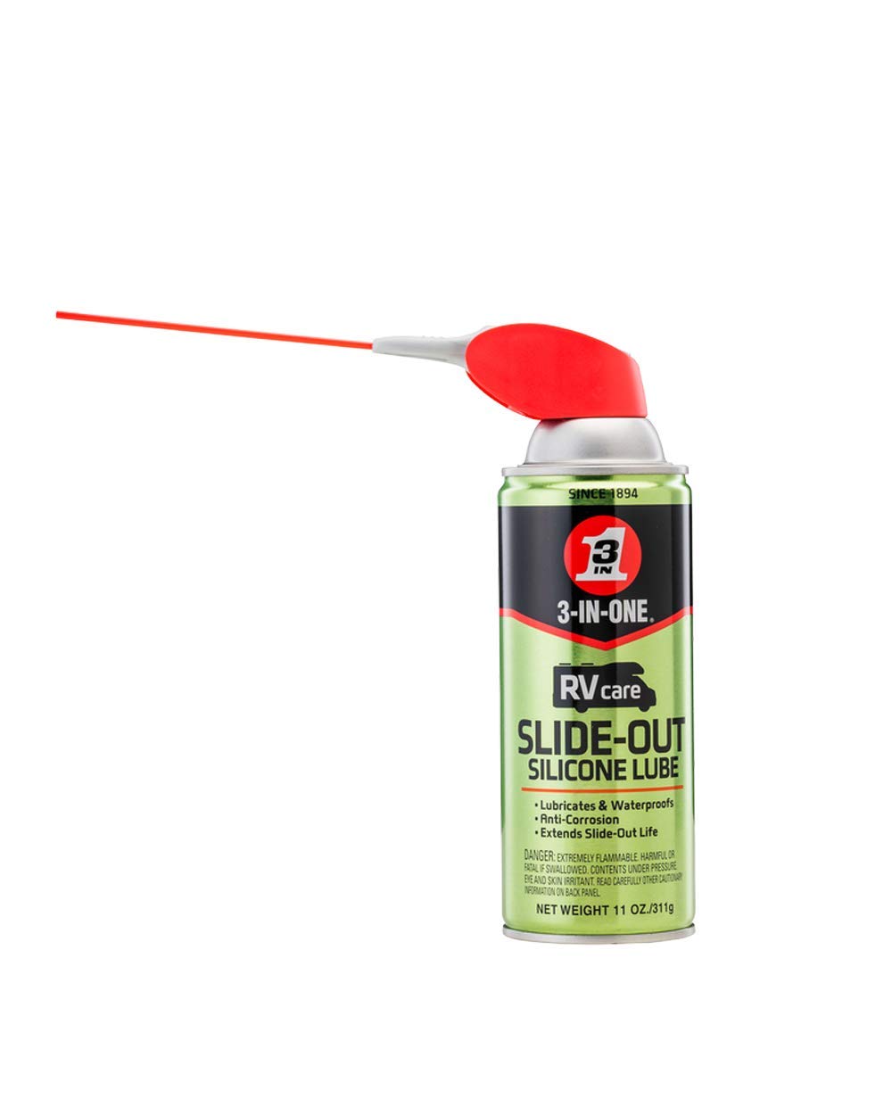 3-IN-ONE RVcare Slide-Out Silicone Lube with SMART STRAW SPRAYS 2 WAYS, 11 OZ [6-Pack]
