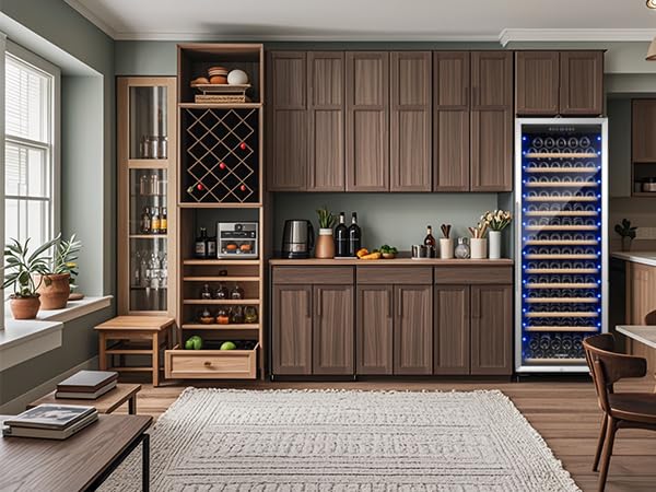 BODEGA 24 Inch Wine Cooler, 154 Bottle Refrigerator, Freestanding Wine Fridge with Intelligent Temperature Memory & Humidity Control, Upgraded Compressor, Quiet Operation