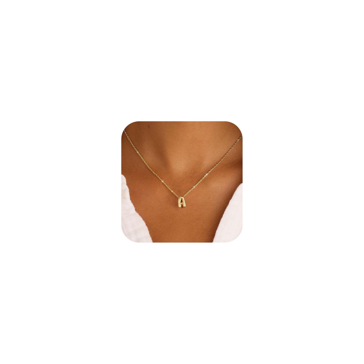 CUEZIY 14K Gold Plated Bubble Letter Necklace Initial Necklaces for Women Dainty Personalized Charm Pendant Name Necklace Cute Non Tarnish Fashion Accessories Teen Gift Trendy Stuff Jewelry Gifts