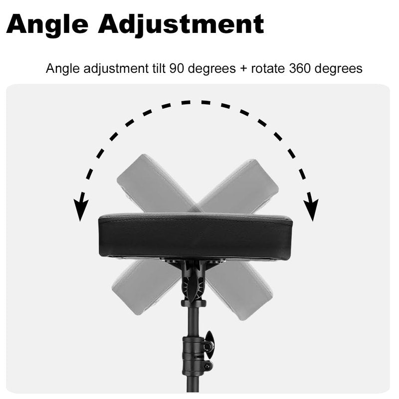 NATUMER Tattoo Armrest Stand Tripod With Tray, Tattoo Arm Leg Rest Stand Height Adjustable and Tilt Black Leather Pad for Tattoo Studio (Black- Upgraded)