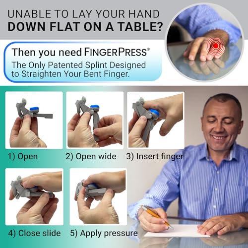 Finger Straightener | PIP Extension Orthosis/Splint For Bent Fingers, PIP Flexion Contractures | Adjustable Joint Stretcher Device | Made in USA | Gray/X-Large