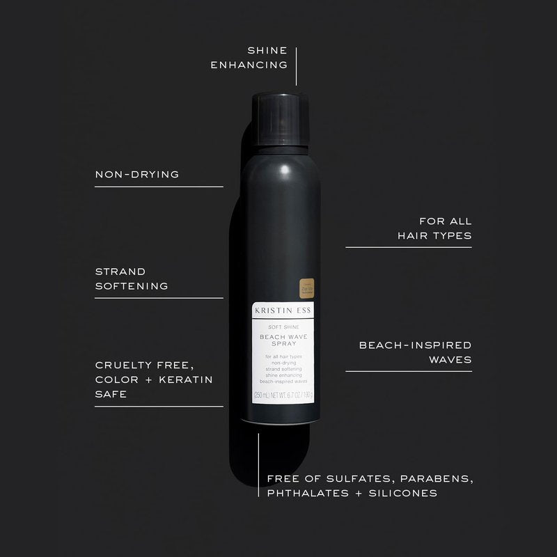 Kristin Ess Hair Soft Shine Beach Wave Hair Spray for Soft Texture + Shine, Non-Drying, Wavy Hair Styling Product, 6.7 oz