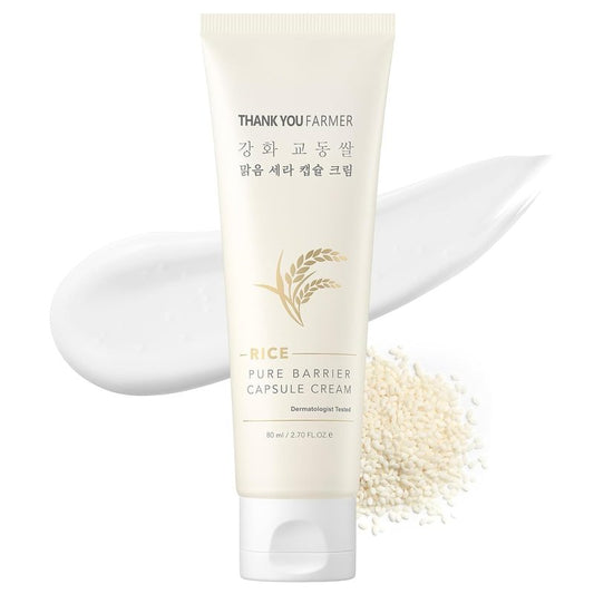 THANKYOU FARMER Rice Pure Barrier Capsule Cream - Moisturizing & Skin Barrier Cream | Hypoallergenic, Dermatologist Tested | Korean Skincare with Ceramide Capsules & Korean Rice Extract