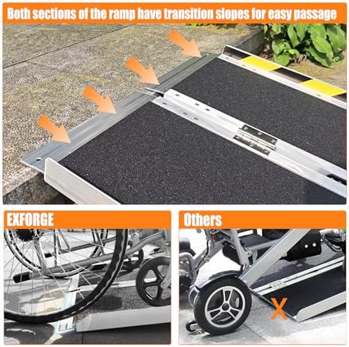 Wheelchair ramp 5FT,Non-Slip Aluminum Wheelchair ramps for Home Steps,Folding Handicap Ramp,ramps for Home,doorways,Stairs,Weight Capacity up to 600LBS 5FT (Usable Height 6-15 inch)