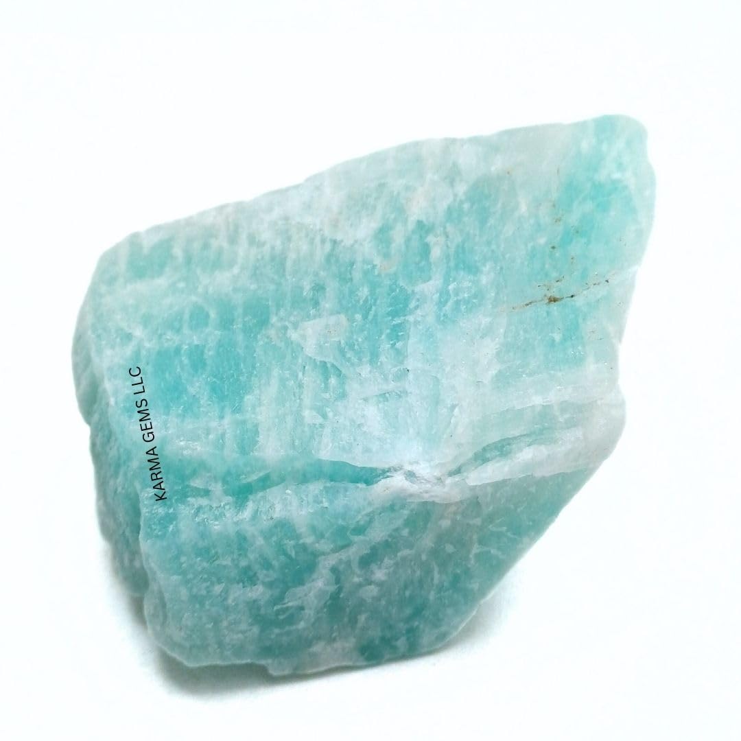 Karma Gems 5 Pcs Rough Amazonite Natural Crystal - Tumbling Rocks - Cool Rocks and Agate Stone - Amazonite for Energy Healing of Mind and Body - Enhance Personal Luck