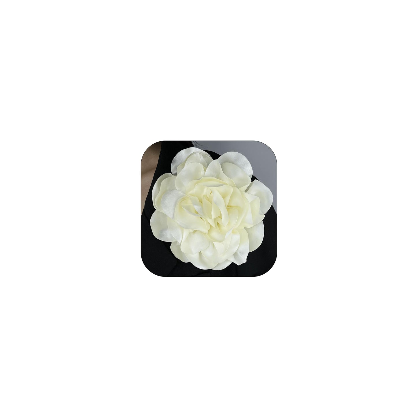 ZZ ZINFANDEL 19mm Extra Large Rose Flower Brooches Lapel Pins Dainty Satin Fabric Brooches Big Camellia Flower Brooch Pin for Women Wedding Part Dance Clothes Accessories Jewelry Gifts (Creamy)