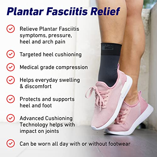 Neo-G Plantar Fasciitis Compression Socks – Support for Plantar Fasciitis, Heel and Arch Pain, Silicone Heel Cushioning for Targeted Pain Relief – Class 1 Medical Device – 1 Pair - XXL