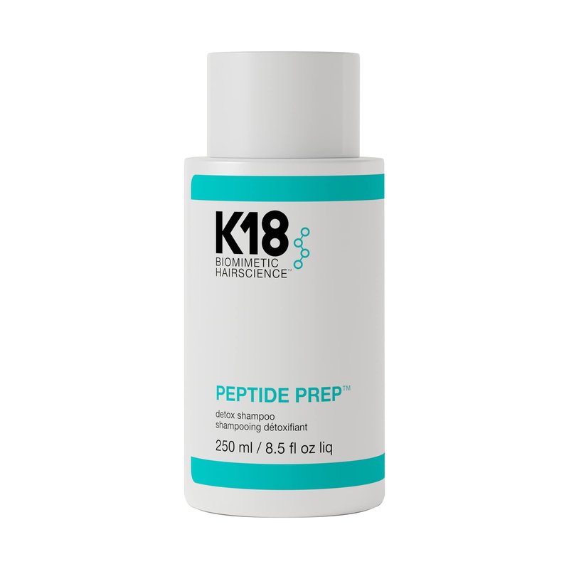 K18 Peptide Prep™ Detox Shampoo - Color Safe Clarifying Shampoo for Build Up Removal - Gently Removes Dirt, Oil + Metals from Hard Water with Activated Charcoal + Salicylic Acid (8.5 Fl oz)