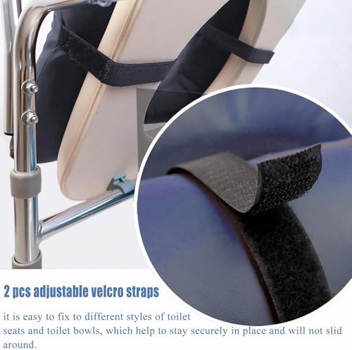 Bedside Commode Cushion - Washable 16.5" X 16.5" Thick Pad PU Cover with Fixing Straps for Commode Chair,Portable Toilet Seat Cushion for Seniors Raz Shower Chair Seat,Blue
