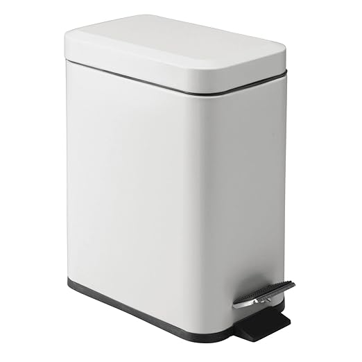 mDesign Pedal Bin â Waste Bin with Pedal, Lid and Plastic Bucket Insert Perfect for Bathroom, Kitchen, and Office â Metal Household Rubbish Bin with Ergonomic Design â Light Grey