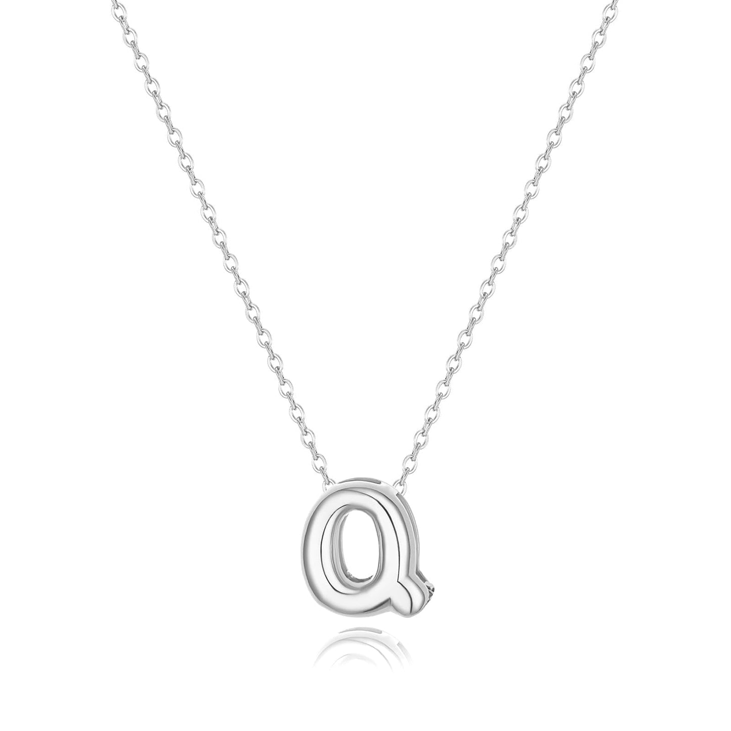 CUEZIY Bubble Silver Letter Necklace Initial Necklaces for Women Dainty Personalized Charm Pendant Name Necklace Cute Non Tarnish Fashion Accessories Teen Gift Trendy Stuff Silver Jewelry Gifts