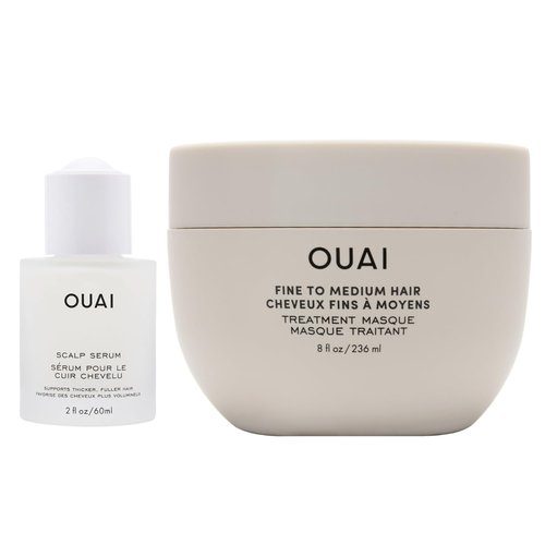 OUAI Fine to Medium Hair Treatment Bundle - Includes Scalp Serum and Masque for Moisturized, Healthy Hair and Scalp (2 Count, 2 Oz/ 8 Oz)