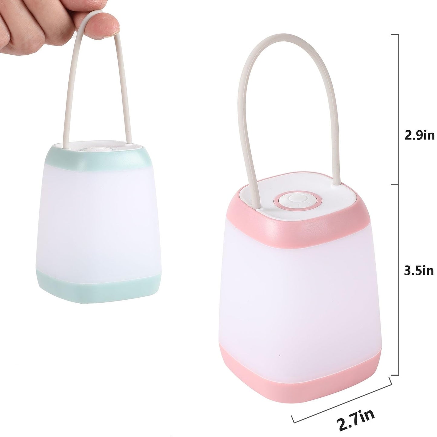 Hilngav 3 Pack LED Camping Light, 3 Light Modes Rechargeable Battery Powered Night Light for Indoor and Outdoor Emergency Light, Tent Lantern, Camping (Pink, Black, Green)