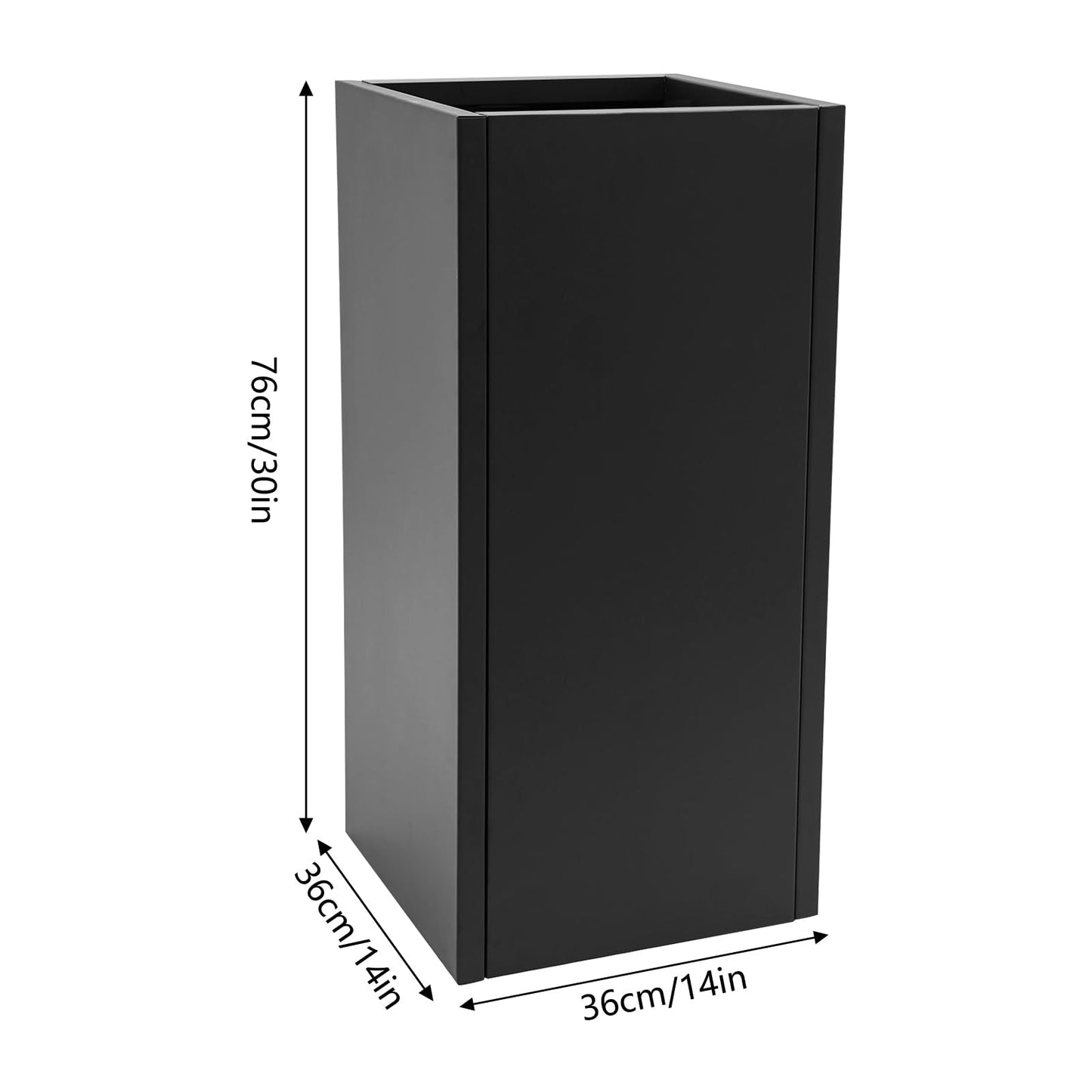 Pinelicorn Tall Square Metal Planter with Removable Insert Shelf 14" L x14 W x 30" H, Outdoor Planters with Drainage Holes, Heavy Duty Steel Flower Pots for Patio, Yard, Garden
