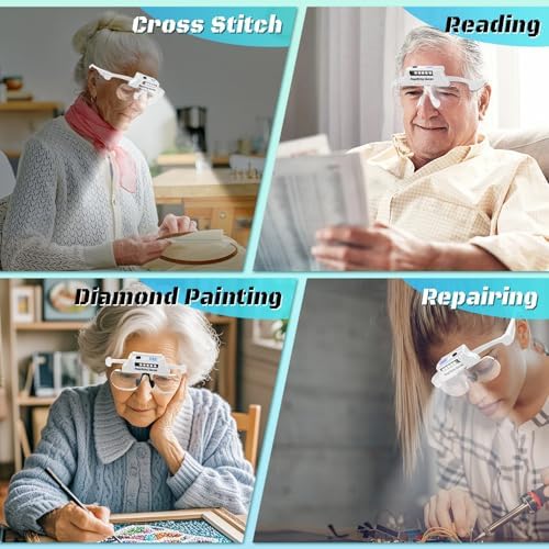 Magnifying Glasses with Lights Rechargeable Headband Magnifying Glasses for Close Work with 5 LEDs, 5X 3.5X 2.5X 1.5X Hands Free Lighted Magnifier for Reading Jewelry Sewing