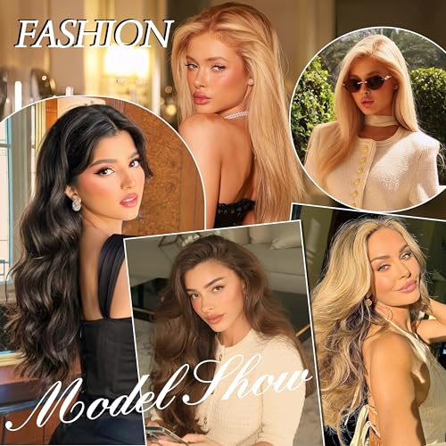 Clip in Hair Extensions Real Human Hair, 22 inch 110g, Balayage Invisible Remy Human hair Clip in Extensions for Women Seamless Straight 8Pcs Double Weft Dark Brown