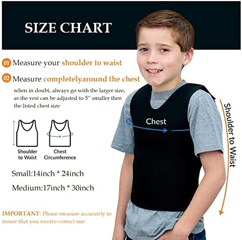 TOPARCHERY Black Deep Pressure Vest, Sensory Compression for Autism, Hyperactivity, Mood Processing Disorders (Small 14” x 24”)