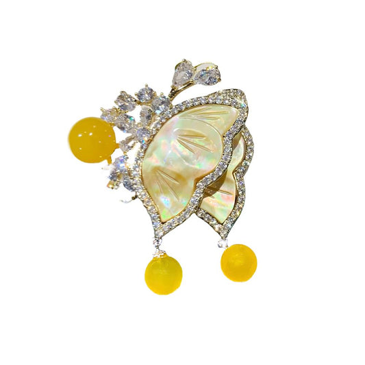 AILONMEI Pearl Flower Brooch and Pins for Women Large Gold Luxury Elegant Pin Christmas Gift Jewelry (GS010)