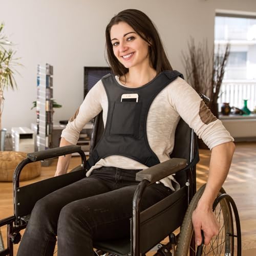 Wheelchair Seat Belt for Adults Wheelchair Chest Harness Safety Strap Seatbelt for Elderly and Disabled Torso Support Vest Restraint Adjustable Straps Prevent Sliding(Black)