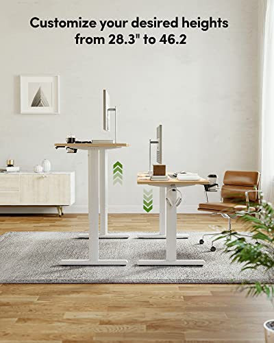 BANTI 63"x28" L Shaped Standing Desk, Electric Stand up Height Adjustable Home Office Table, Sit Stand Desk, Light Rustic Brown Top