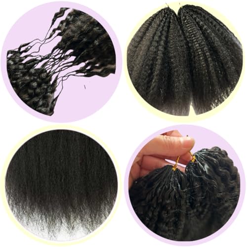 Knotless Pre-Separated Crochet Hair extensions Afro Kinky Straight hair feather crochet 100% human hair extensions for Women Natural Color 20 Inch 60g