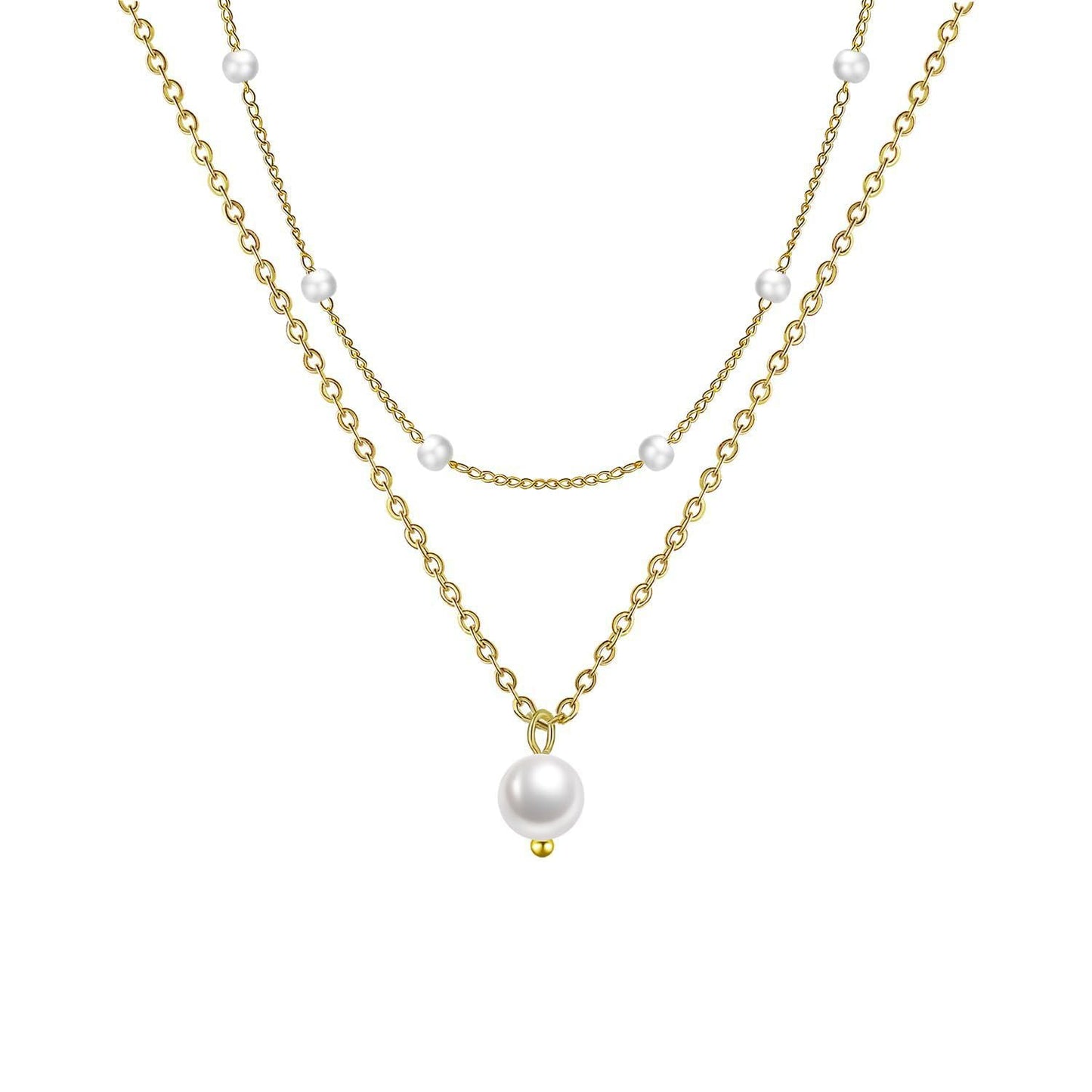 JELLYSEE Gold Necklaces for Women - 14K Gold Plated Layering Necklaces Trendy Circle Paperclip Chain Pendant Choker Necklace, Simple Diamond Cross Bow Jewelry Set Gifts for Women