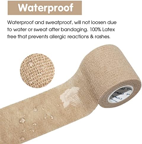 Self Adherent Cohesive Bandage 2"x5 Yards First Aid Bandages Stretch Sport Athletic Wrap Vet Tape for Wrist Ankle Sprain and Swelling,Skin(24 Rolls)
