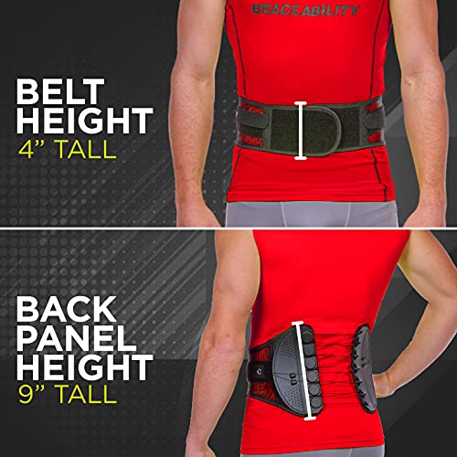 BraceAbility Spine Sport Lower Back Brace - Working Out, Exercise, Run, Kayak, Golf, Gym, Manual Labor, Tennis, Athletic Lumbar Corset for Active Women and Men (Extra Large)