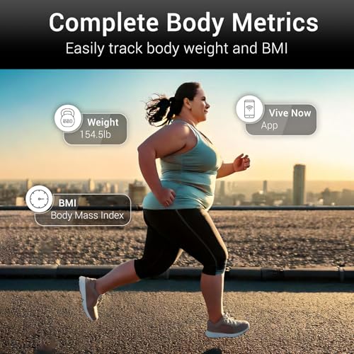 Vive Smart Body Weight Scale (500lbs Capacity) - Heavy Duty Bariatric Digital Scale for BMI - Plus Size, Large Display - Bathroom Device for Health Extra Wide Base & Smartphone Connectivity