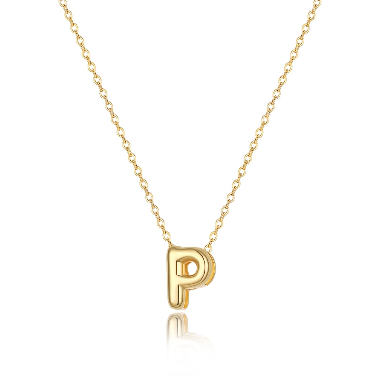 CUEZIY 14K Gold Plated Bubble Letter Necklace Initial Necklaces for Women Dainty Personalized Charm Pendant Name Necklace Cute Non Tarnish Fashion Accessories Teen Gift Trendy Stuff Jewelry Gifts