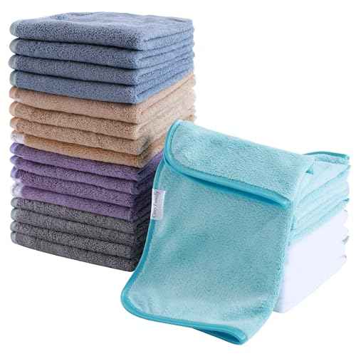 Cosy Family 24 Pack Soft Washcloths Set - 12 x 12 inches, Quick Drying - Highly Absorbent Coral Velvet Fingertip Towel Bathroom Wash Clothes for Bath, Spa, Facial, Kitchen - Warm Color