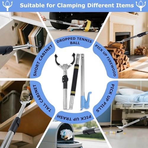 Heavy Duty Grabber Reacher Tool,52.5in Reacher Grabber Pickup Tool Extra Long No Need Bend Trash Picker Upper Grabber Stainless Steels Tube with Sponge Handle for Seaside Garden and Yard