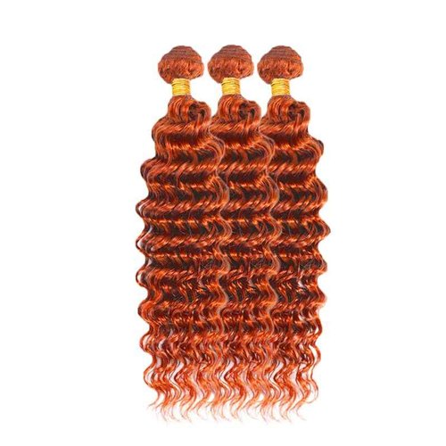 Ginger Human Hair Bundles 350 Deep Wave Bundles Ginger Orange Bundle 24 26 28 inch #350 Bundle Human Hair Extensions