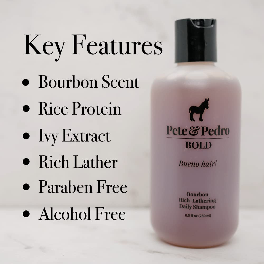 Pete & Pedro Bold & Cowboy Hair Care Daily Shampoo & Conditioner Set | Macho, Manly Bourbon& Tobacco Scent – Smells Incredible | Amazing Lather, Hydrates Hair | As Seen On Shark Tank, 8.5 oz. Each