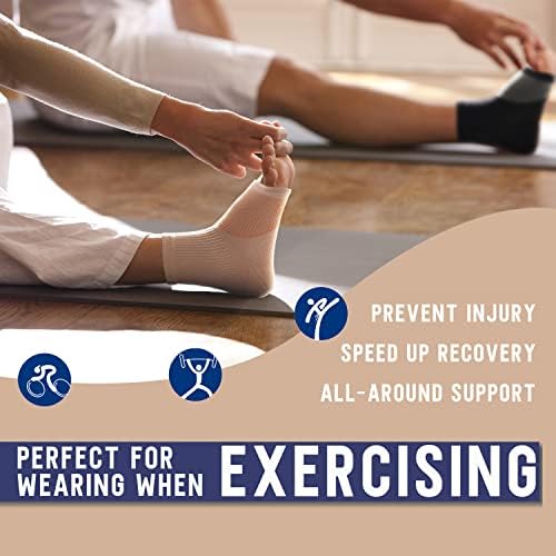 Compression Socks for Women & Men Open Toe (3 Pairs), Ankle Brace Compression Sleeve with Neuropathy, Foot Compression sleeve for Swelling, Pain & Plantar Fasciitis Relief (Beige, S)