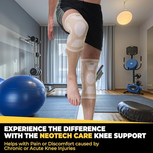 NeoTech Care Knee Support Brace - Breathable - Men, Women, Right or Left (Beige Color, Size L, 1 Pair)