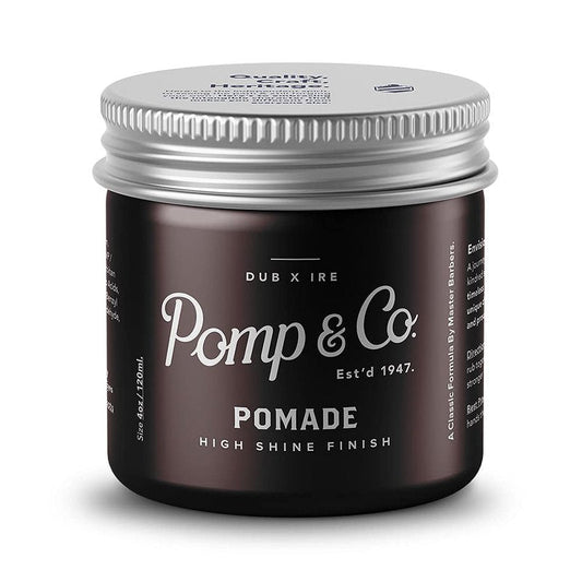 Pomp & Co High Shine Pomade, Mens Styling Pomade For A medium Strong Hold With A Wetlook Finish, Water Based Pomade 120ml